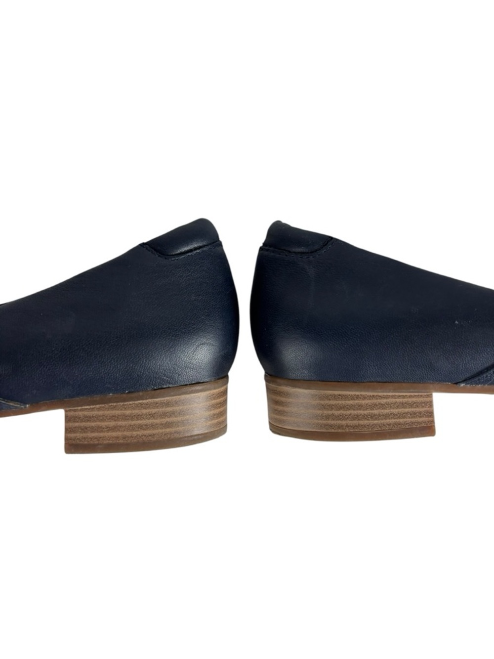 COLLECTIONS BY CLARKS JULIET PALM NAVY LEATHER ROUND TOE SLIP ON HEELS 8 WIDE - Picture 11 of 13